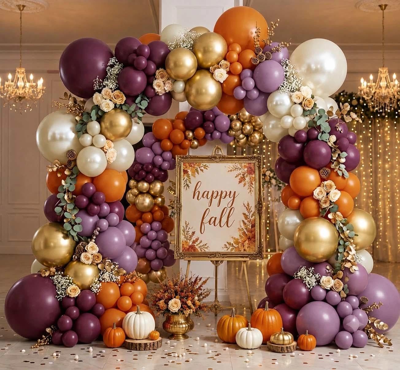 Balloon Arch Kit - Paarse en oranje ballonboogset, dubbel gevuld,