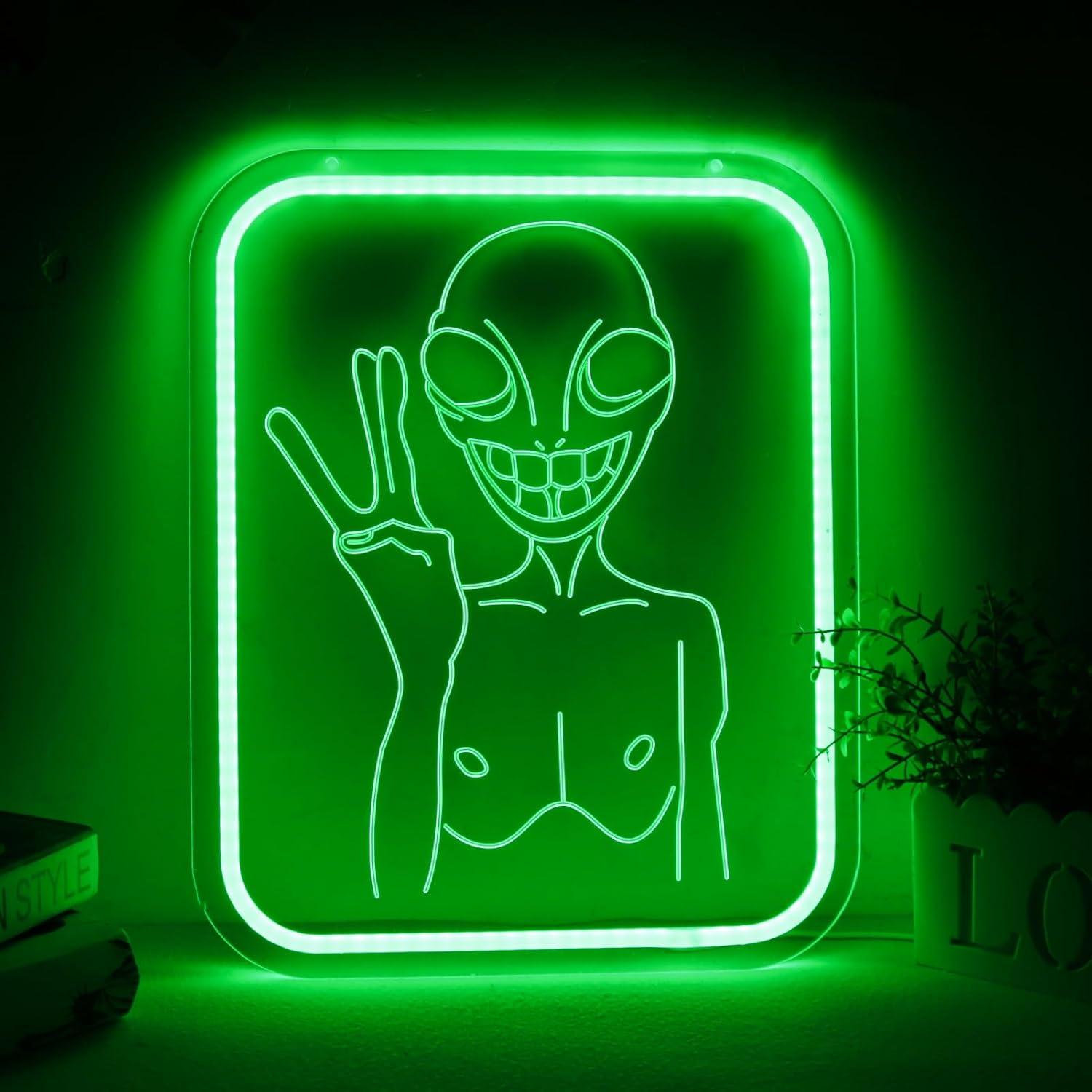 Neon Sign Party - Alien Neonbord USB Dimbare LED Verlichting