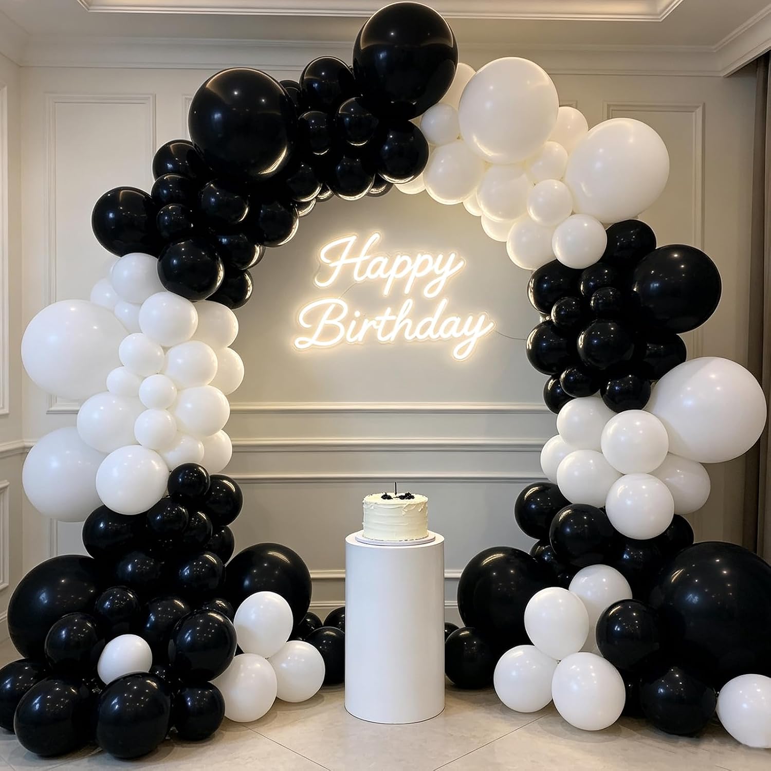 Event Launch Party - 136 stuks zwart-witte latex ballonnen voor