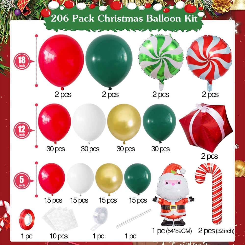 Kerstballonboogset, 206 stuks  - Balloon Arch Kit recensie en prijs